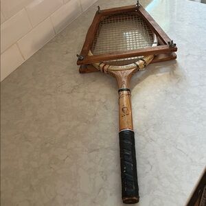 Vintage Spalding Cortland special autograph series wooden Tennis Racket w/press